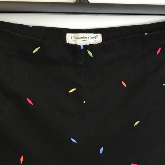 COLDWATER CREEK Cotton Cropped Embroidered Pants Black Capri Plus Size 16 - Picture 2 of 16